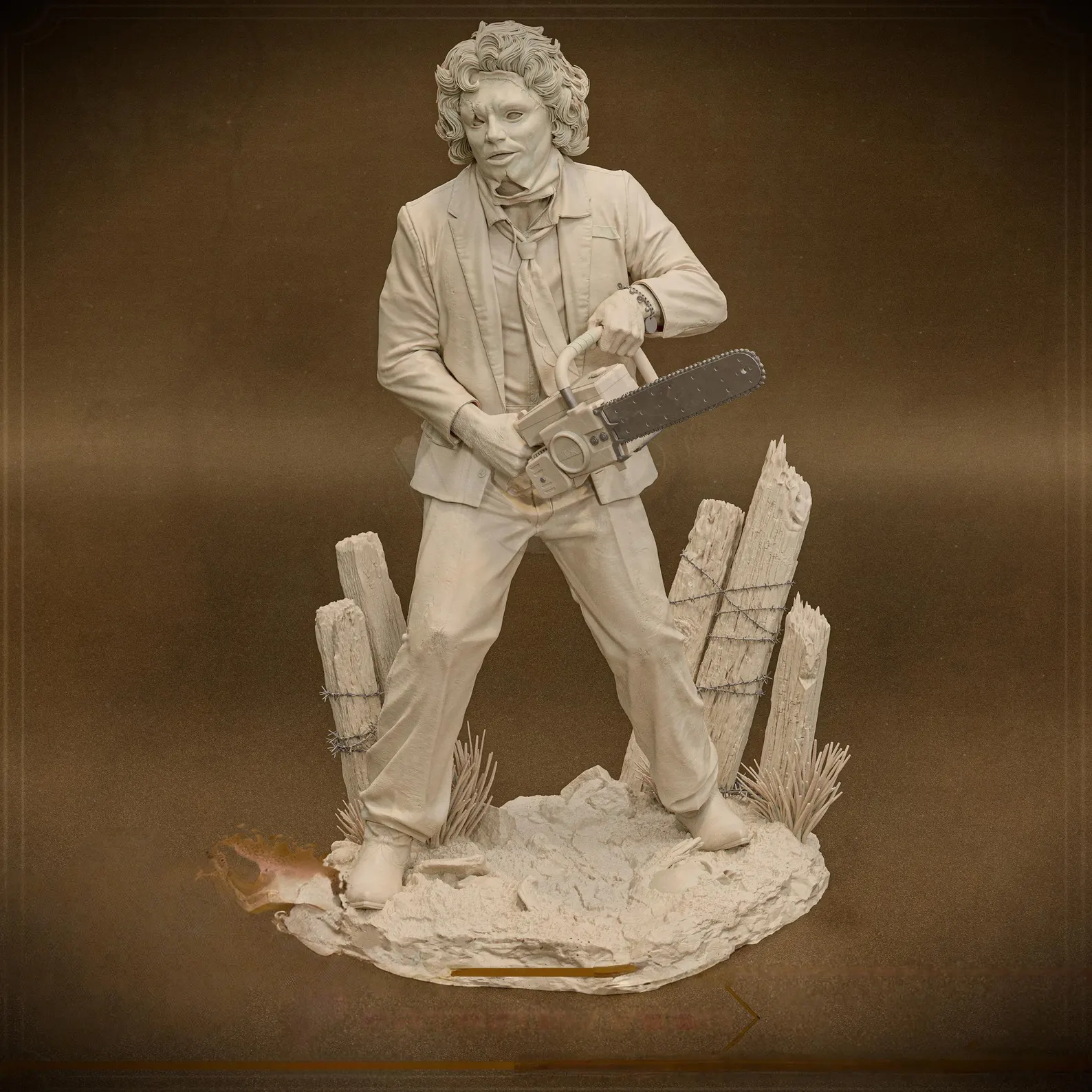 Unpainted Leatherface resin statue