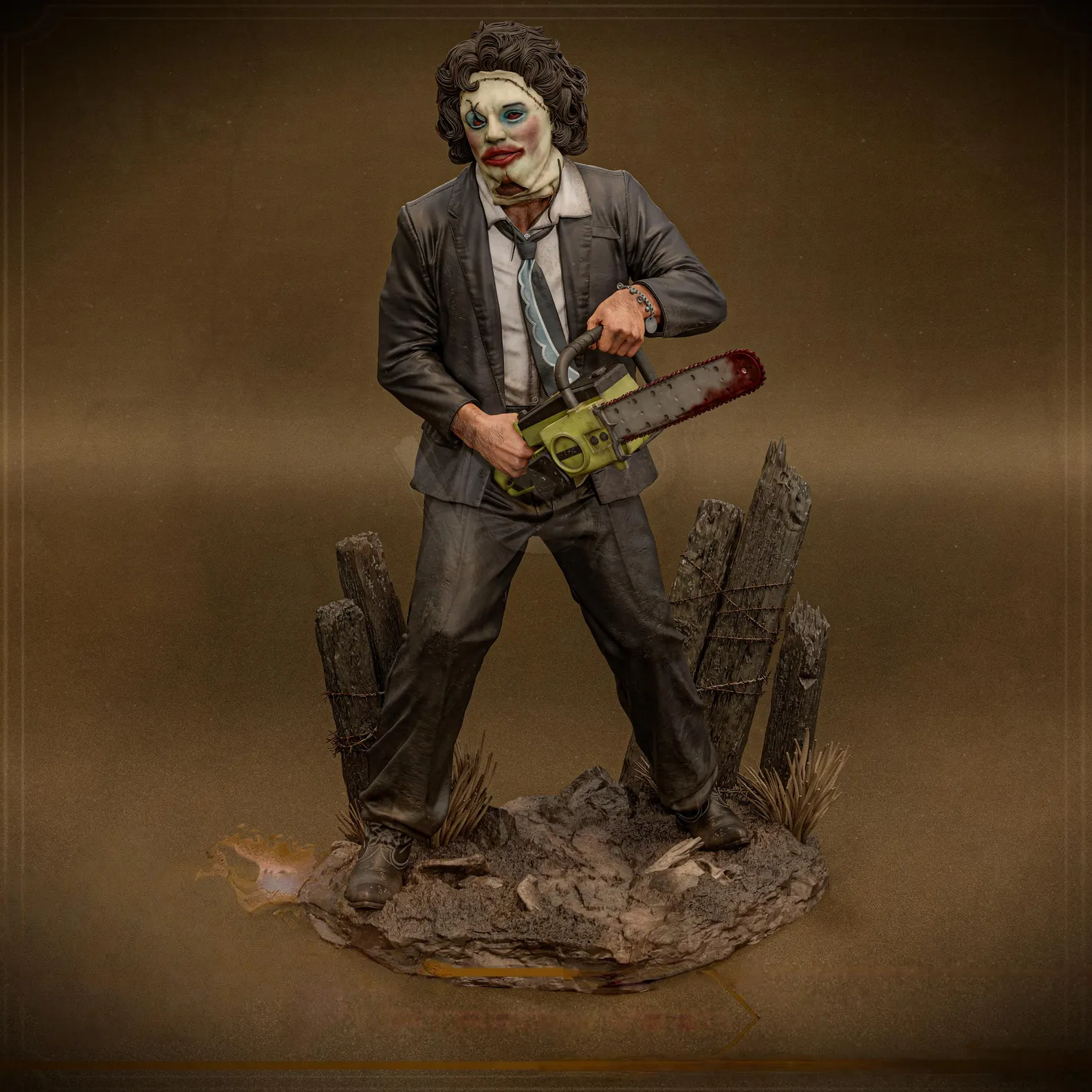 Fully painted Leatherface statue by Darc House